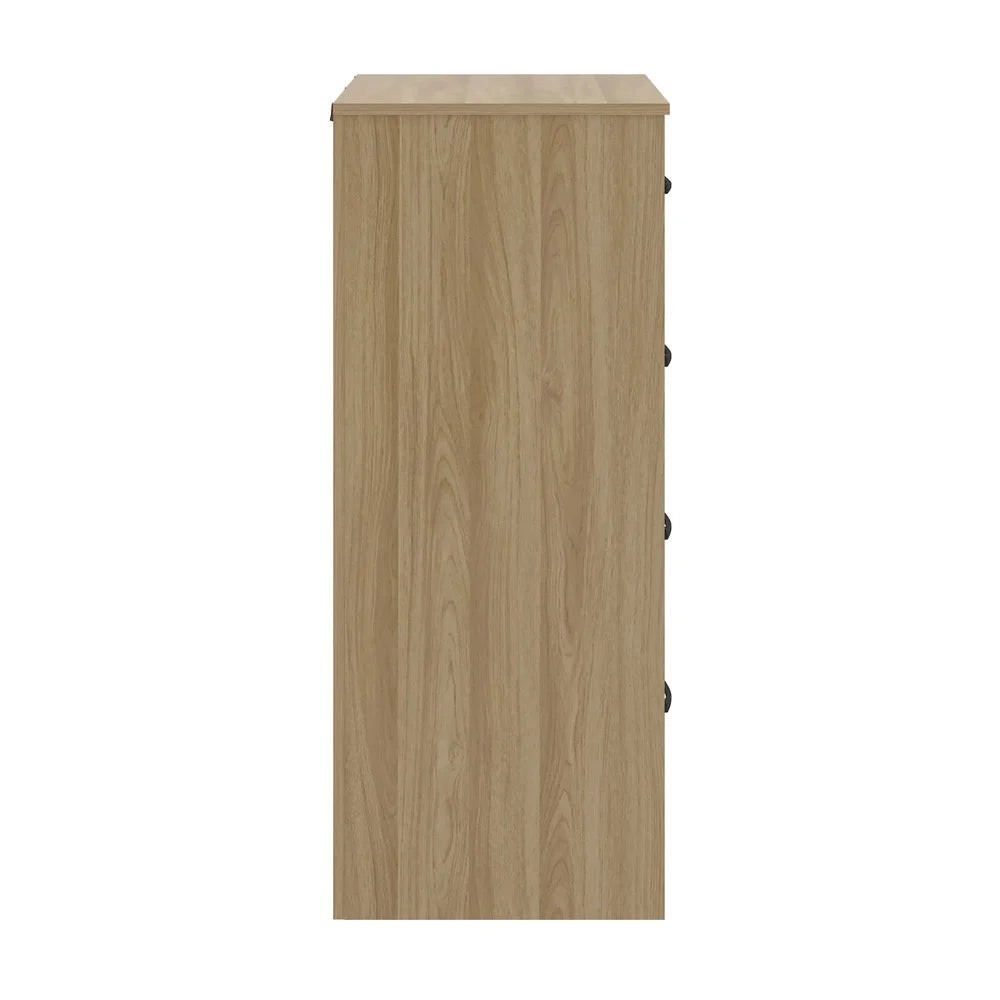 4-Drawer Tall Dresser – Euro Oak Finish with Metal Glide System