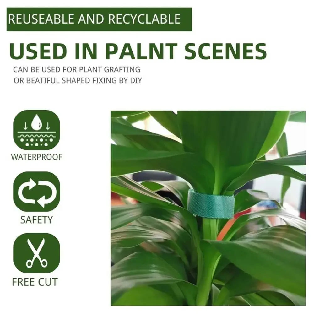 3 Rolls Green Nylon Garden Twine with Hook & Loop Plant Ties – Bamboo Wrap & Plant Support Accessories