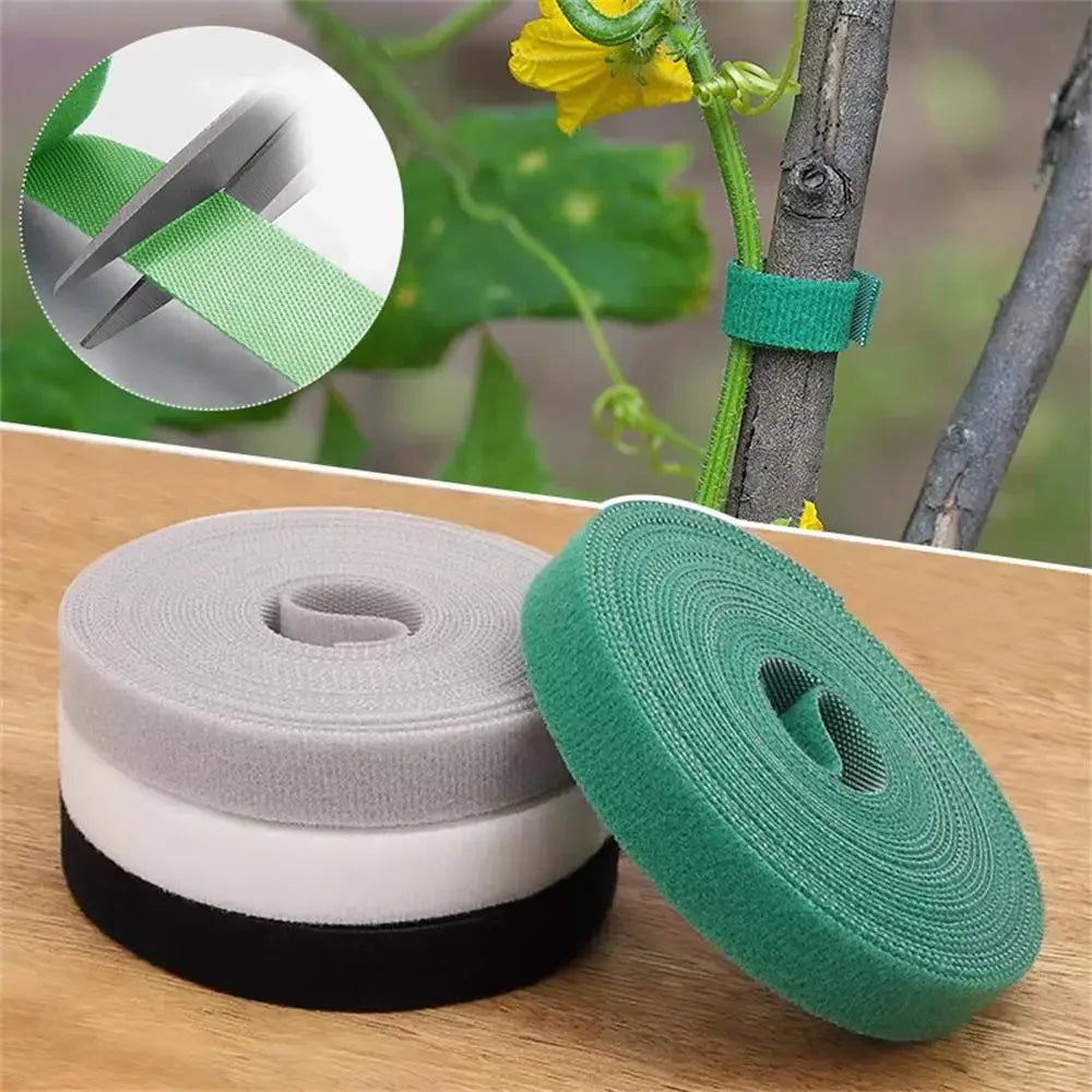 3 Rolls Green Nylon Garden Twine with Hook & Loop Plant Ties – Bamboo Wrap & Plant Support Accessories