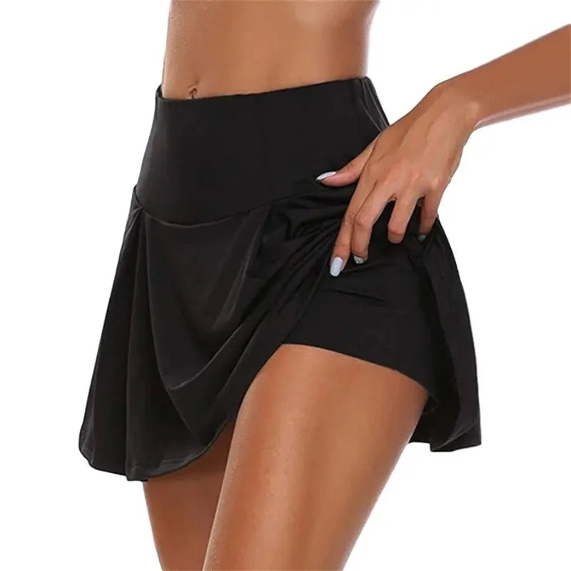 Women's High Waist Sport Skort – Quick-Dry Tennis & Fitness Mini Skirt